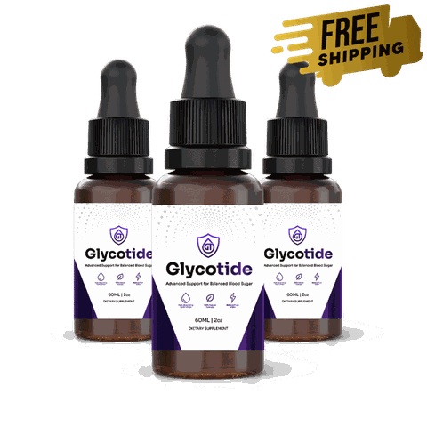 Three Glycotide blood sugar support dropper bottles, 60 mL each